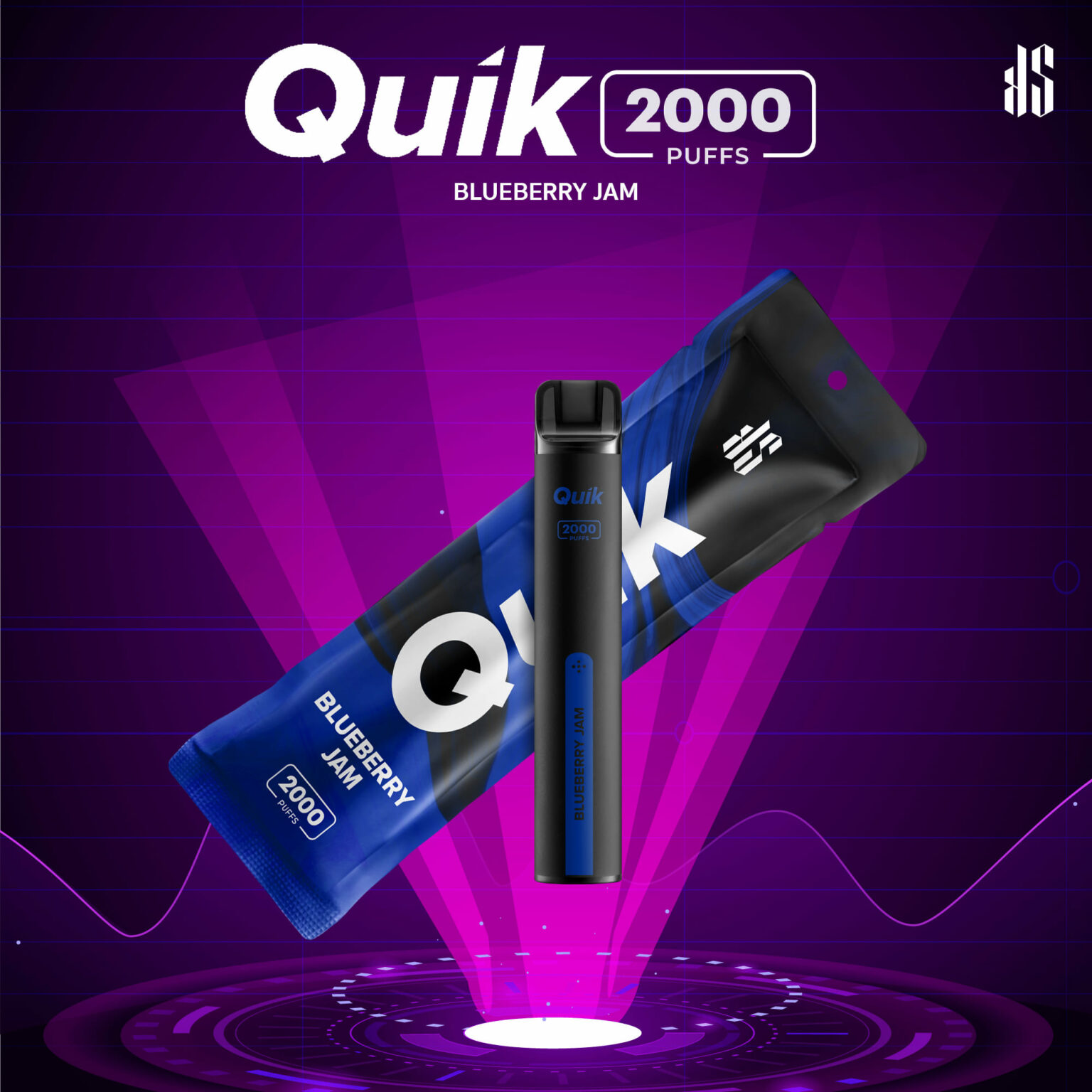 KS Quik 2000 Puffs Blueberry Jam Pod Buri